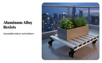 360° Rotating Wheels Wheeled Planter Tray Heavy-Duty Slatted Planter Dolly Movable Pot Mover Indoor & Outdoor Use for Gardeners, Homeowners, Seniors, Balcony, Garden, Patio, Living Room