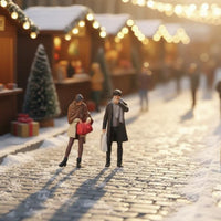 2 Pieces Lifelike Details Warm Winter Fashion Doll Set Realistic Design 1:64 Scale People Figures Highly Detailed 1:64 Scale Figure Set High Precision