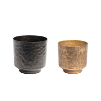 Hammered Metal Vase Bowl, Gold or Silver, Aluminum, Modern Minimalist