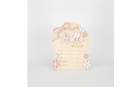 Wooden Baby Milestone Plaque with Ribbon Scalloped Birth Announcement Plaque Compact Welcome Baby Sign Lightweight for Expectant Parents
