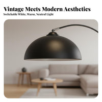 Century-Inspired-Century Modern Design Fishing Floor Lamp Dimmable Floor Lamp with Table LED Bulb Included Indoor Lighting Adjustable Lampshade for Homeowners, Small Space Dwellers, Living Room, Bedroom, Office, Corner