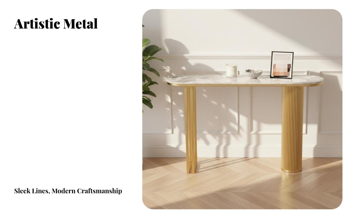 Modern Design Curved Entryway Stand Scratch Resistant Hallway Table Slim Profile Home Furnishing Strong Load Bearing for Homeowners, Interior Designers, Newlyweds, Foyer, Living Room, Behind Sofa