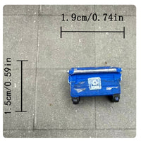 1/64 Miniature Trash Can Realistic Model Waste Bin with Wheels Small Diorama Accessory for Dioramas