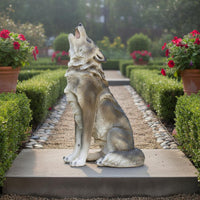 Weather Resistant Realistic Wolf Statue Lifelike Texture Howling Wolf Ornament Artisanal Look Large Dog Sculpture for Garden, Yard, Lawn, Patio