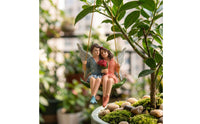 Fairy Couple on Swing Whimsical Fairy on Swing Ornament Hanging Garden Ornament Balcony Romantic for Gardeners, Planter