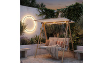Outdoor Swing Chair with Canopy Bamboo-Style Patio Swing with Canopy Adjustable Furniture for Homeowners, Families, Garden, Backyard