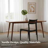 Nordic & design Upholstered Wood Side Chair Designer Inspired Padded Seat Chair with Curved spinerest mid-centuryera Modern designer visual appeal Furniture Space-Saving for home dwellers, Families, Kitchen