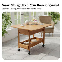 2-Tier Rolling Trolley Foldable Design 2-Tier Rolling Organizer Space-Saving Movable with casters for Students, Balcony, Bedroom