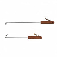 BBQ Meat Hook Hanging Loop Grill Turning Tool Wood Handle Meat Turner for Barbecue Experts, Outdoor