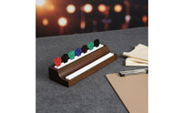 Engraved Logo Wooden Guitar Pick Holder Hand Polished Guitar Pick Display Box Two-rowRow Slots Musical Accessory Multi-Slot Storage for Music Teachers, Professionals, Studio, Teaching