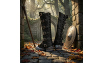 Metal Eyelets Viking Boot Covers Buckles Medieval Boot Covers Stacked Heel Leg Gaiters Calf-High