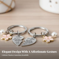 2 Pieces Mother Daughter Keychain Set Stainless Steel Mother Daughter Keychain