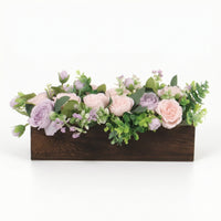 Artificial Flower Arrangement with Rustic Wooden Planter Box Farmhouse Tabletop Floral Arrangement Full Decor for Banquets