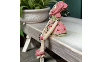 Angel Figurine with Rose Hood Floral Resin Angel Statue Hand-Painted Girl Sculpture Serene Decor Calming for Collectors, Desk