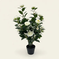Artificial Rose Tree-Like Faux Rose Potted Verdant Foliage Faux Potted Plant for Entryway