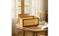 CD Storage Box Wooden Desktop Organizer with Handles Compact CD Holder for Collectors