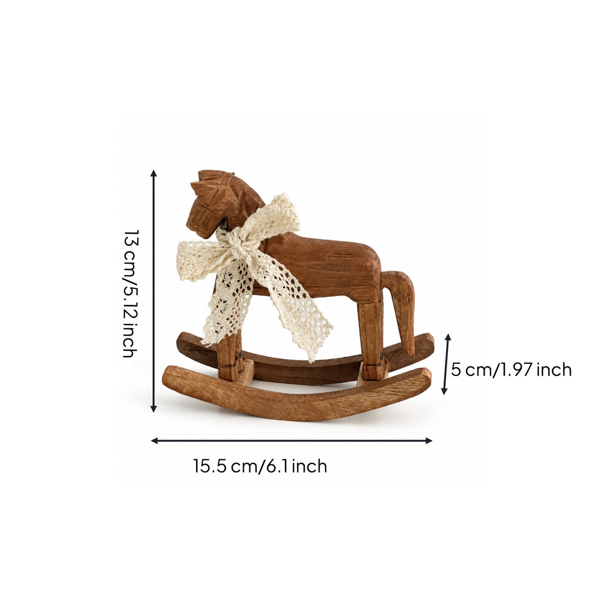 Rocking Horse Figurine Decorative Wooden Rocking Horse Rustic Table Decoration for Infants, Photo Photography
