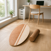 Birch Balance Board 76cm, Egg Shape Wooden Wobble Board with Cork Roller, for Adults Fitness & Central Strength Training