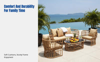 Outdoor Rattan Sofa, Waterproof Patio Furniture, Modern Garden Lounge, Sun-Resistant Couch