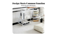 Modern Minimalist aesthetic Transparent Ribbon Table Multi-Functional Home Furniture Sculptural Design Nightstand Iridescent Finish for Homeowners, Renters, Living Room, Bedroom, fromice, Entryway
