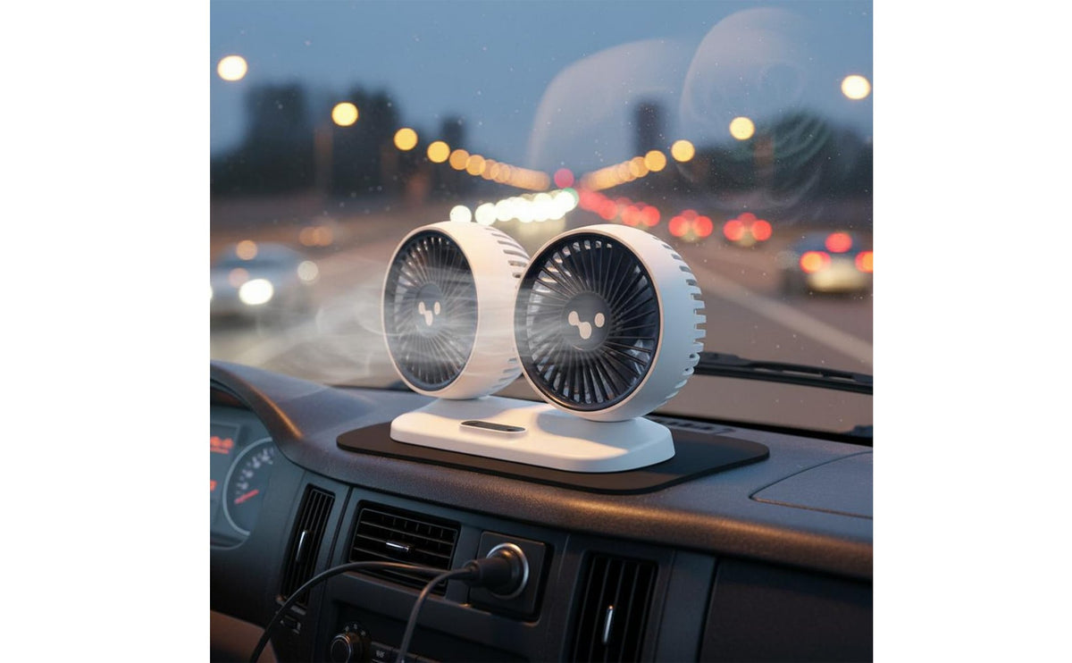 Universal Compatibility 12V 24V Car Fan Wide Voltage Double Head Car Fan Independent Control Vehicle Accessory 3 Speeds for Truck