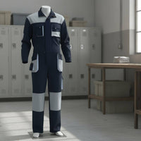 Moisture-Wicking Multi-Pocket Work Jumpsuit Breathable Material Long Sleeve Mechanic Boilersuit Wear-Resistant Heavy Duty Utility Coveralls Elastic Waist for Mechanics, Technicians, Construction Workers, Workshop, Factory