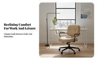 360-Degree rotate Armless Upholstered Rolling Chair Stylish Design Vanity Stool dense seat pad Office Furniture Ergonomic Curved spinerest for Students, Women, Teens, Study Room, Bedroom, Workstation