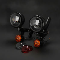 Motorcycle Light Bracket with Lens Covers Aluminum Alloy Fog Light Bracket with Turn Indicators LED for Motorcycle Owners, Night Riding