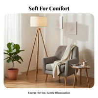 LED Compatible Nordic Design Floor Lamp Modern Design Nordic Design Lamp Foot Switch Control Indoor Lighting Natural Wood Texture for Interior Designers, Homeowners, Living Room, Bedroom, Apartment, Deactivate Ice