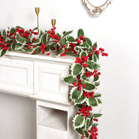 Artificial Christmas Red Berry Pine Vine Garland for Fireplace Home Decor