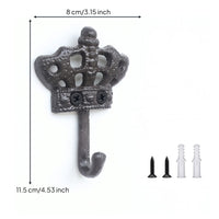 Easy to Install Crown Wall Hook Metal Decorative Wall Hook Space-Saving Hardware Vintage for Entryway, Bedroom