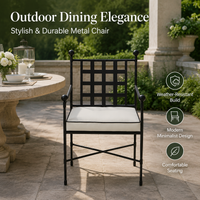 Custom Made Outdoor Furniture Set Weather Resistant Metal Lounge with Armrests