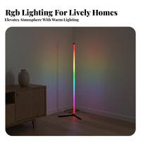 16 Million Colors RGB Corner Floor Lamp Dynamic Scene Modes Color Changing Standing Lamp APP Control Music Sync Light Bar Dimmable for Young Adults, Content Creators, Party Hosts, Living Room, Bedroom