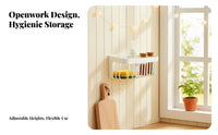 Slatted Storage Basket Draining Wall-Mounted Organizer Easy to Install for Students, Renters, Washroom, Kitchen, Dorm Room