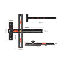 Aluminum Alloy Sliding T-Square Ruler Engraved Markings Positioning Ruler Matte Black