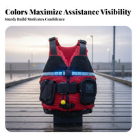 Water Emergency Flotation Vest Sturdy Ripstop Nylon Rapid Water Emergency PFD Kayaking Flotation Vest Front Zip Entry Flotation