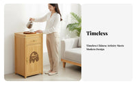 Integrated Water Boiler Mobile Tea Brewing Station Traditional Chinese aesthetic Side Cabinet Space-Saving Design Home Furnishing for Homeowners, Office Workers, Living Room, Reception Area