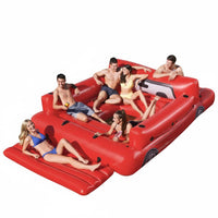 Removable Sunshade Inflatable Party Raft with Sun Canopy Comfortable Backrests Multi-Person Inflatable Island Long-Lasting Material Giant Floating Island Foldable for Adults, Family, Lake, Beach