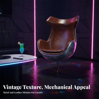 Utilitarian Design Riveted capsule Armchair Retro Aesthetic Upholstered Armchair pilot-inspired aesthetic Lounge Chair Enclosed Shell for Apartment Dwellers, Business Owners, Office, Living Room, study corner, Bedroom