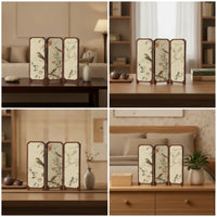 Mini Desktop Folding Screen Traditional Mini Folding Screen Tri-Fold Decorative Plaque Foldable Three-Panel Divider Compact