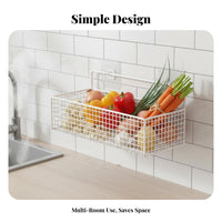 Multipurpose No-Drill Wall Organizer Multi-Purpose Storage Basket Easy Installation for Students, Renters, Bedroom, Bedside, Pantry