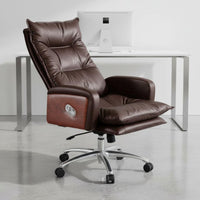 Luxurious Cushioning Reclining Office Chair Footrest Ergonomic Leather Computer Chair for Executives