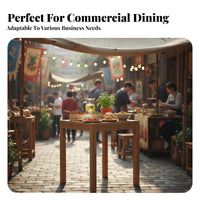 Solid Wood Rustic Wooden Table and Stool Combo Sturdy Construction Commercial Furniture Natural Grain Dining Set Industrial Design for Restaurant Owners, Homeowners, Renters, Pasta Shop, Snack Bar, Cafeteria, Breakfast Nook