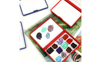 Refillable 24-Grid Paint Palette Portable Empty Watercolor Box Compact Watercolor Pan Case Snap Lid for Artists, Studio, Classroom