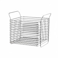 Ventilated Stainless Steel Wire Basket Silver Shiny Finish Handled Basket Raised Handles Household Storage Rectangular