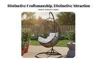 Oval-Shaped-Shaped Swinging Comfortable Pad Freestanding Oval-Shaped Chair Woven Design Patio Furniture for Adults, Homeowners, Backyard, Balcony