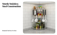 3-Tier Corner Shelf Multi-Functional Tiered Corner Holder Space-Saving Design Kitchen Rack for Home Cooks, Homeowners, Countertop, Cabinet, Washroom