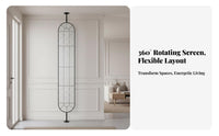French Design Rotate Ing Glass Panel Rotatable Partition Screen Light Luxury Design Room Divider Arched Frame for Homeowners, Office Workers, Students, Entryway, Bedroom, Studio Apartment, Restaurant