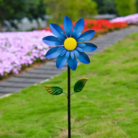 Steel Floral Windmill Colorful Metal Windmill Flower Weather-Resistant Yard Ornament for Villa, Patio