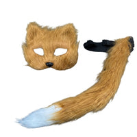 Face Covering with Tail Faux Hair Costume Set with Face Covering Soft for Adults